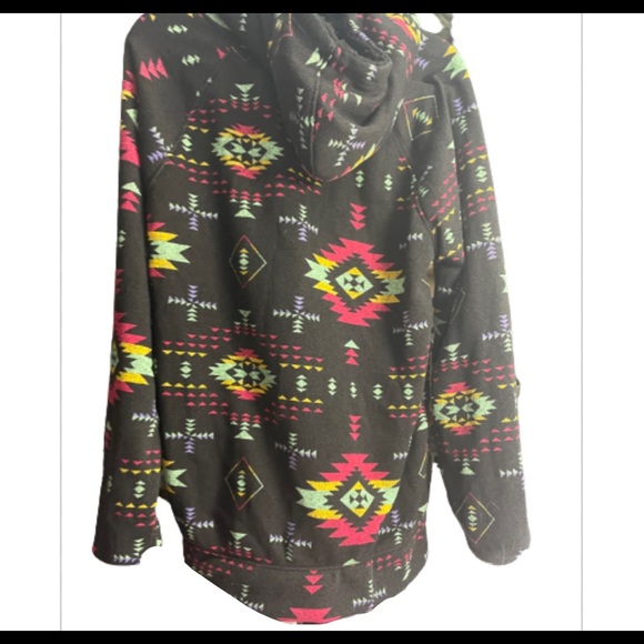 Mens Rue 21 Black Rainbow Geometric Lightweight Hoodie - Picture 2 of 4